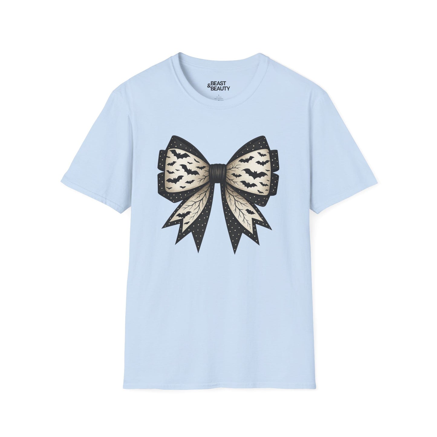bat lace bow t-shirt light blue t-shirt uk Halloween gift idea