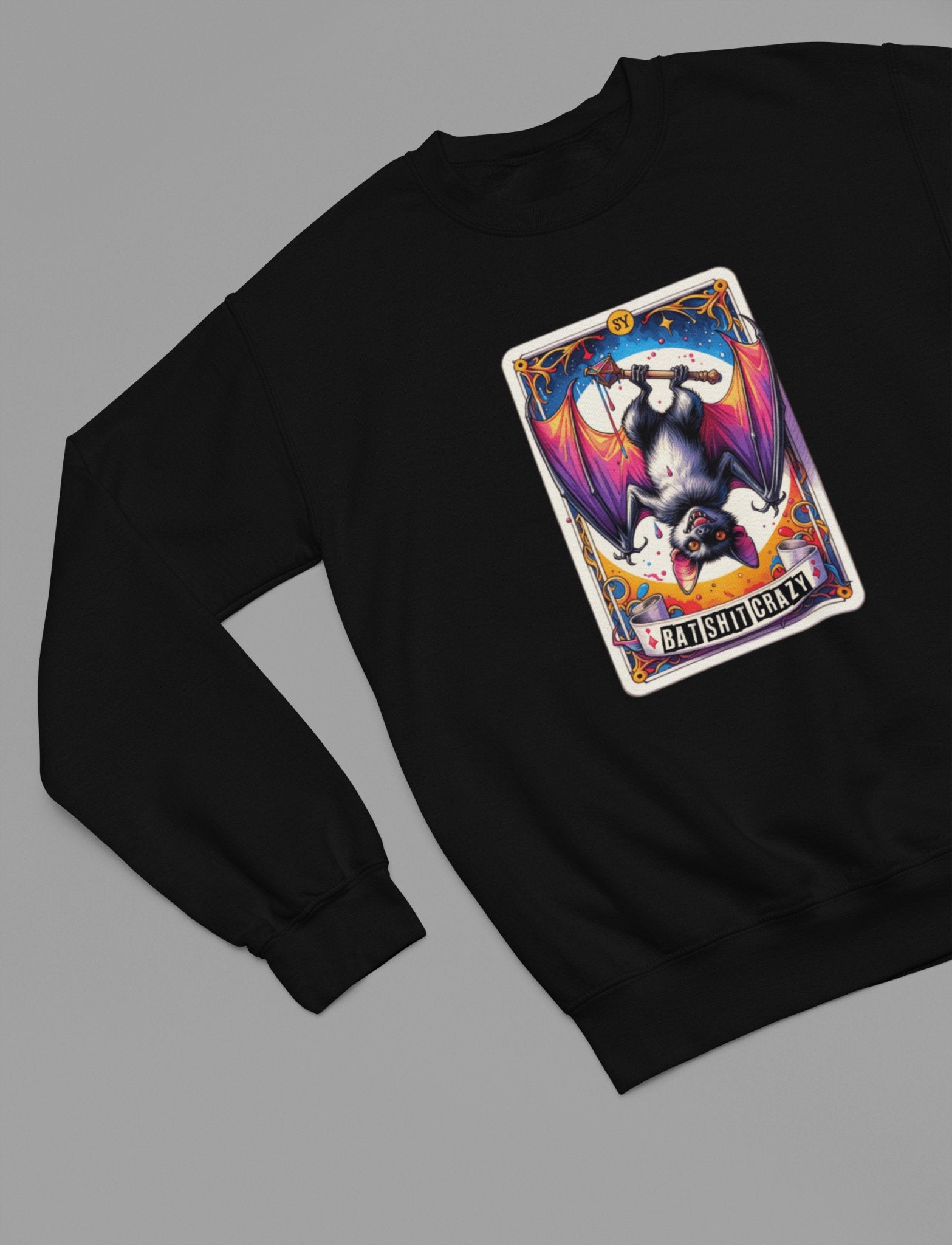 Bat Shit Crazy Funny Tarot Sweatshirt - Beast & Beauty Clothing LTD - Tarot Sweatshirt - small - White - 