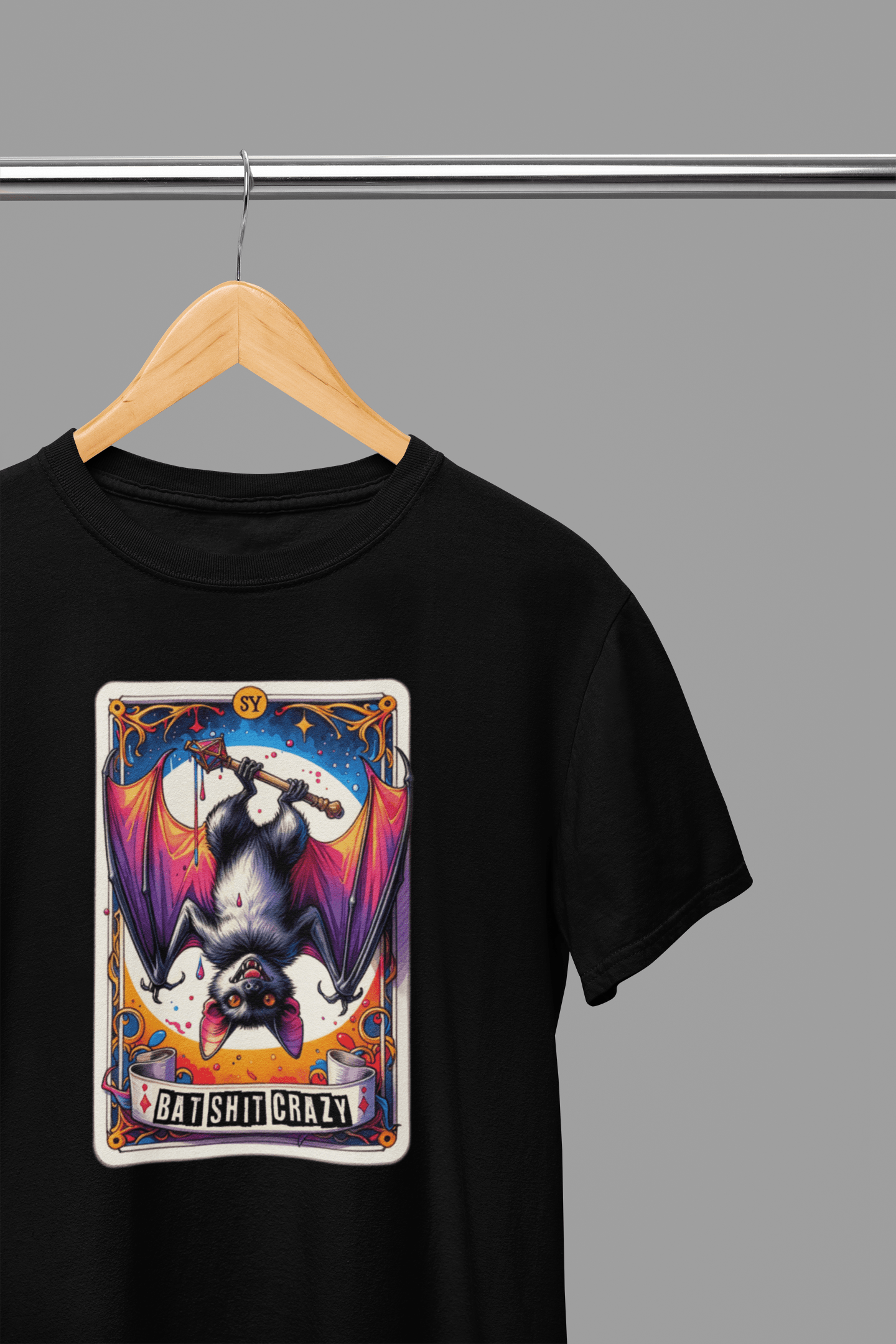 Bat Shit Crazy Tarot T-Shirt & Sweatshirt | Funny Gothic Tarot Graphic gift_idea unique_gift personalised_gift