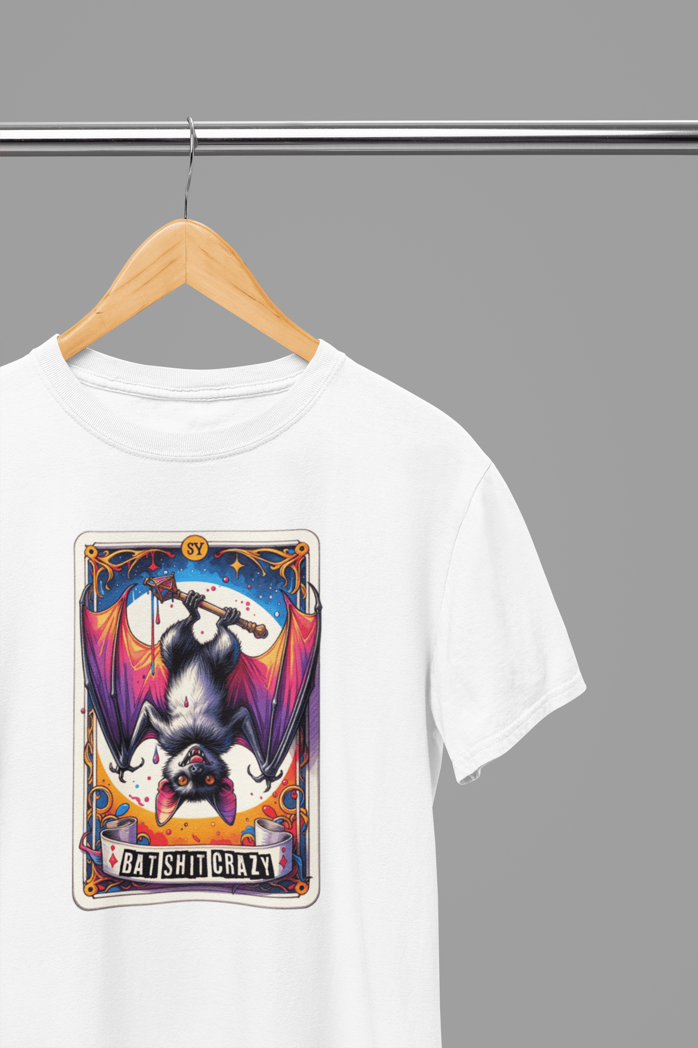 Bat Shit Crazy Tarot T-Shirt & Sweatshirt | Funny Gothic Tarot Graphic gift_idea unique_gift personalised_gift