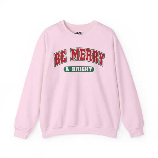 be merry & bright christmas sweatshirt light pink sweatshirt uk Christmas gift idea