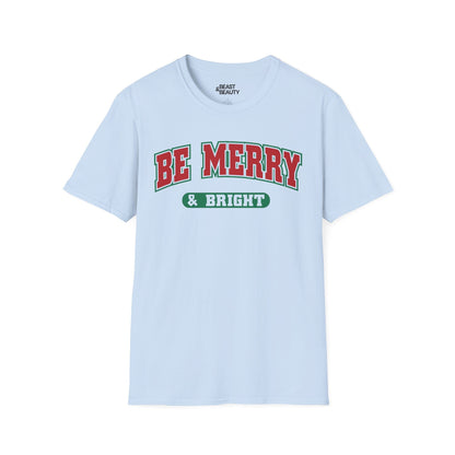 be merry & bright christmas t-shirt light blue t-shirt uk Christmas gift idea