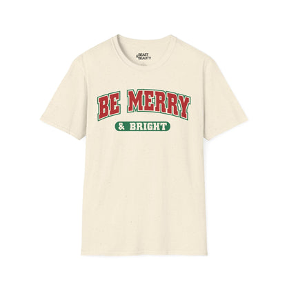 be merry & bright christmas t-shirt natural t-shirt uk Christmas gift idea
