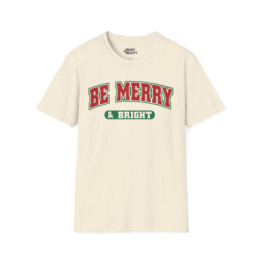 be merry & bright christmas t-shirt natural t-shirt uk Christmas gift idea