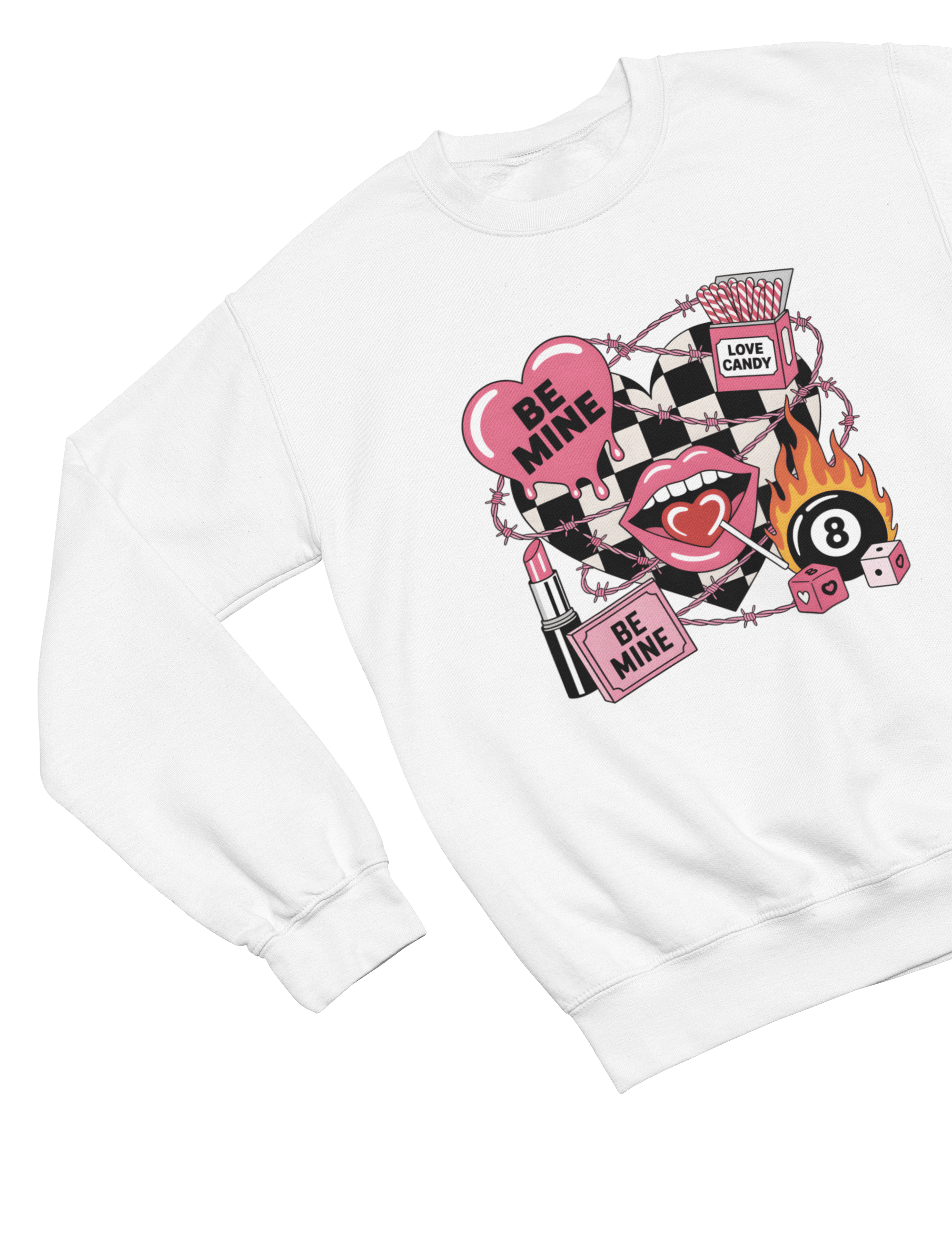 Be Mine Valentine Graphic T-Shirt & Sweatshirt Gift Sweatshirt / Small / White gift_idea unique_gift personalised_gift