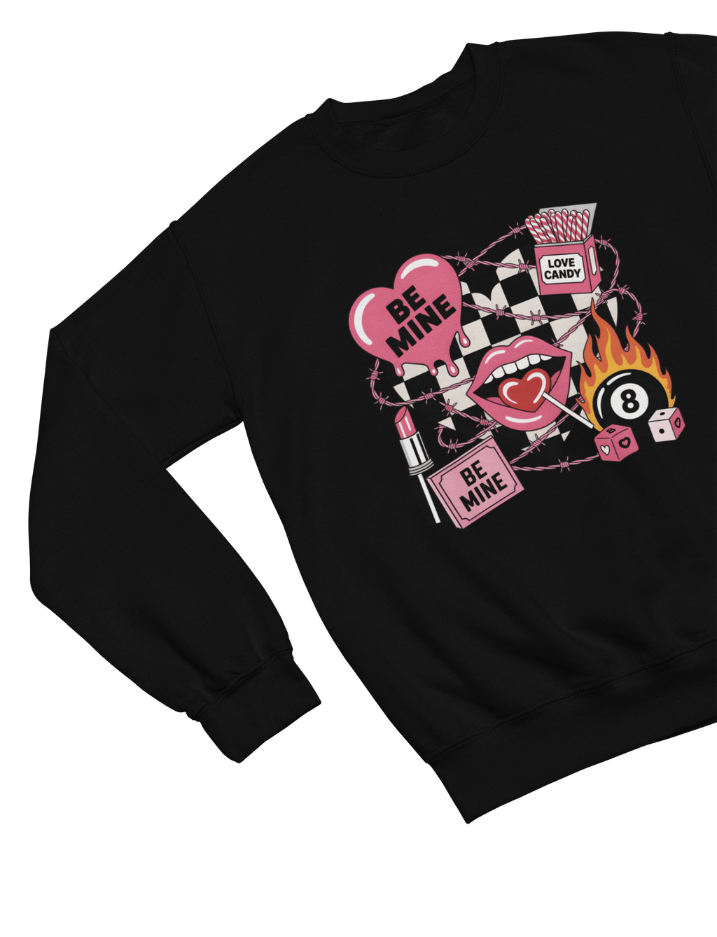 Be Mine Valentine Graphic T-Shirt & Sweatshirt Gift Sweatshirt / Small / Black gift_idea unique_gift personalised_gift