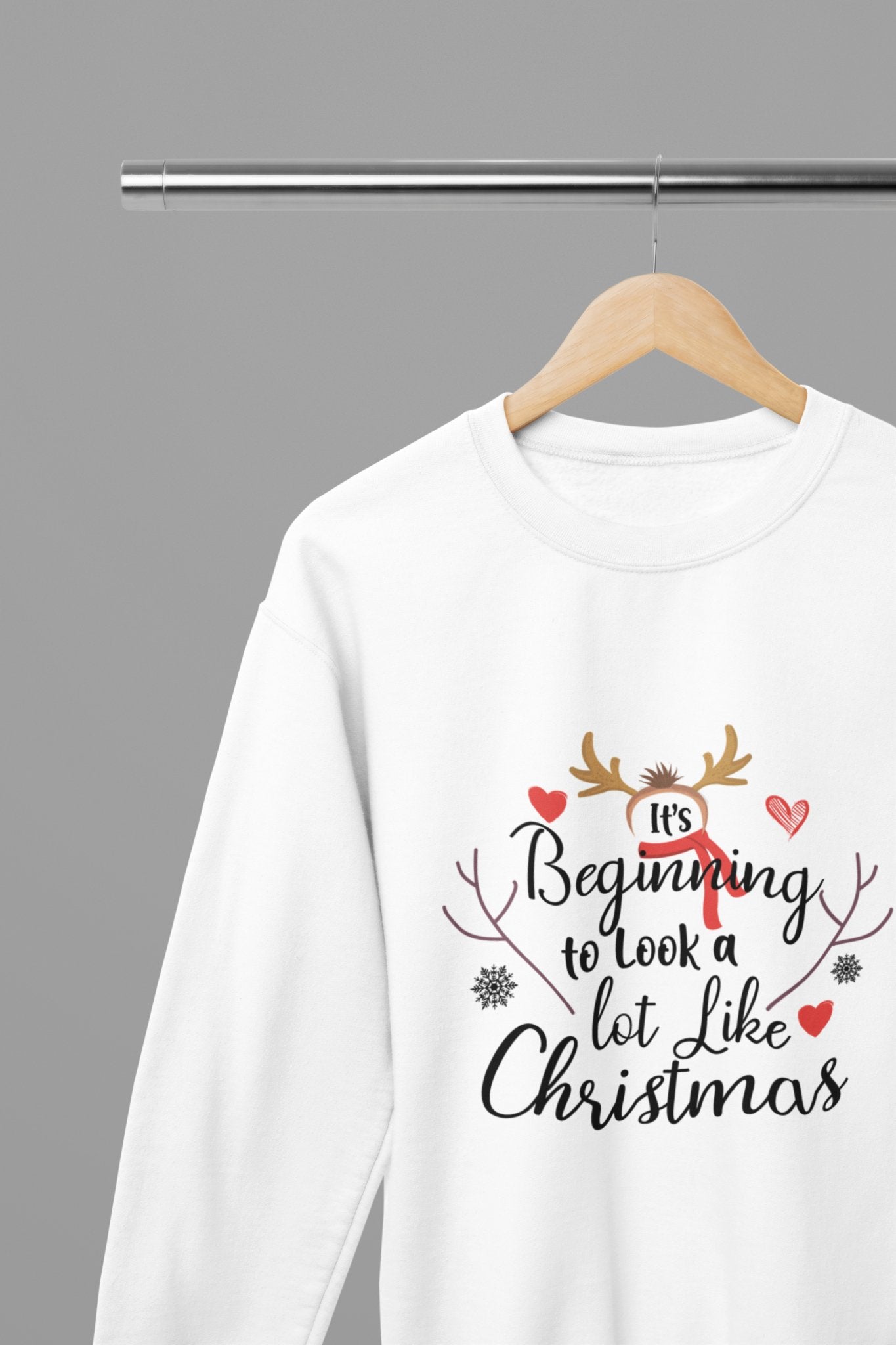 Beginning to Look a Lot Like Xmas T-Shirt/Sweatshirt Unisex - Festive Christmas Shirt - Beast & Beauty Clothing LTD - Xmas Clothing - Sweatshirt - small - White