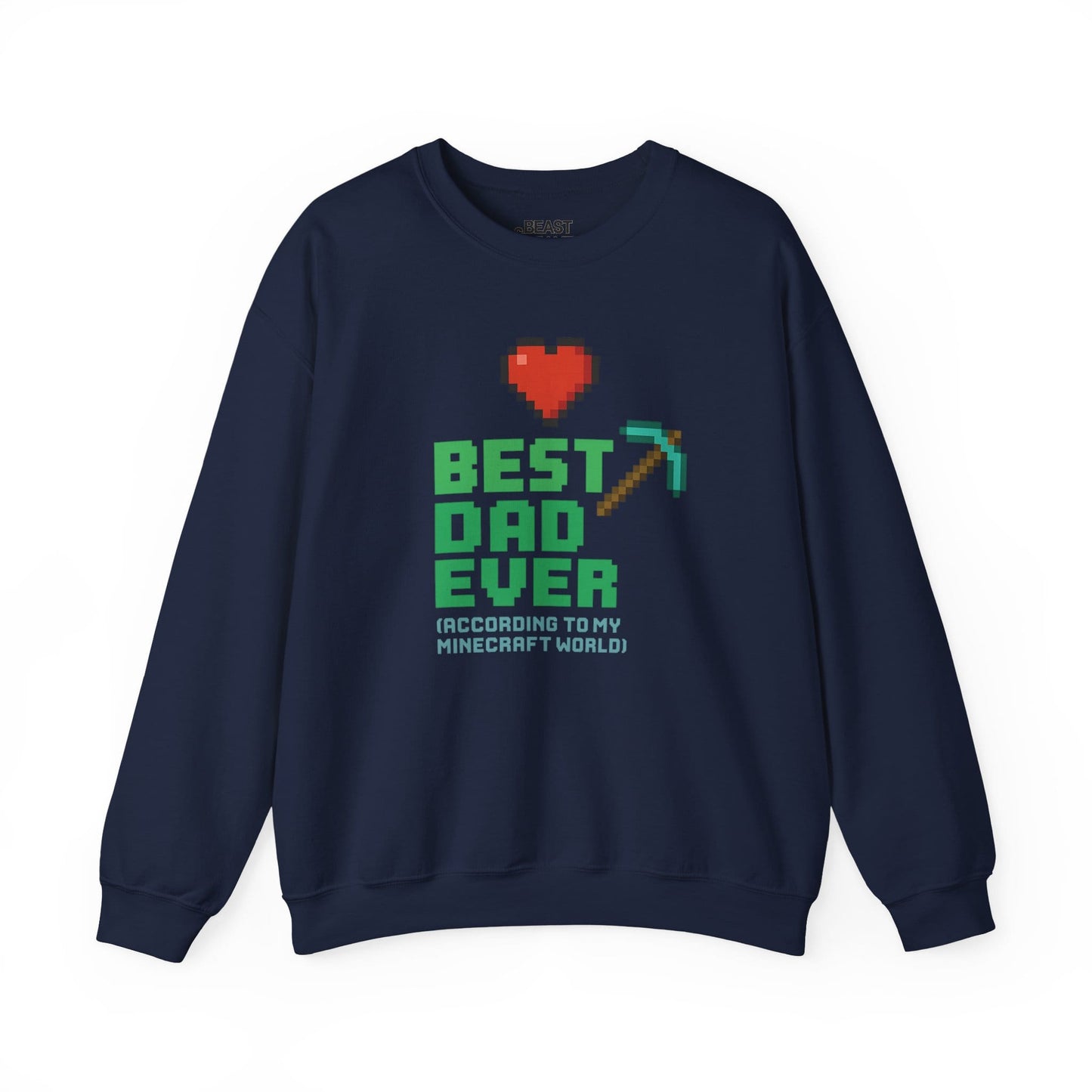best dad ever according to my minecraft world sweatshirt navy sweatshirt uk Father's Day gift idea
