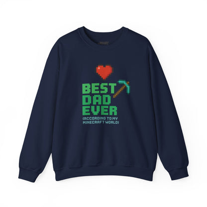 best dad ever according to my minecraft world sweatshirt navy sweatshirt uk Father's Day gift idea