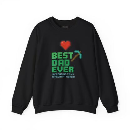 best dad ever according to my minecraft world sweatshirt black sweatshirt uk Father's Day gift idea