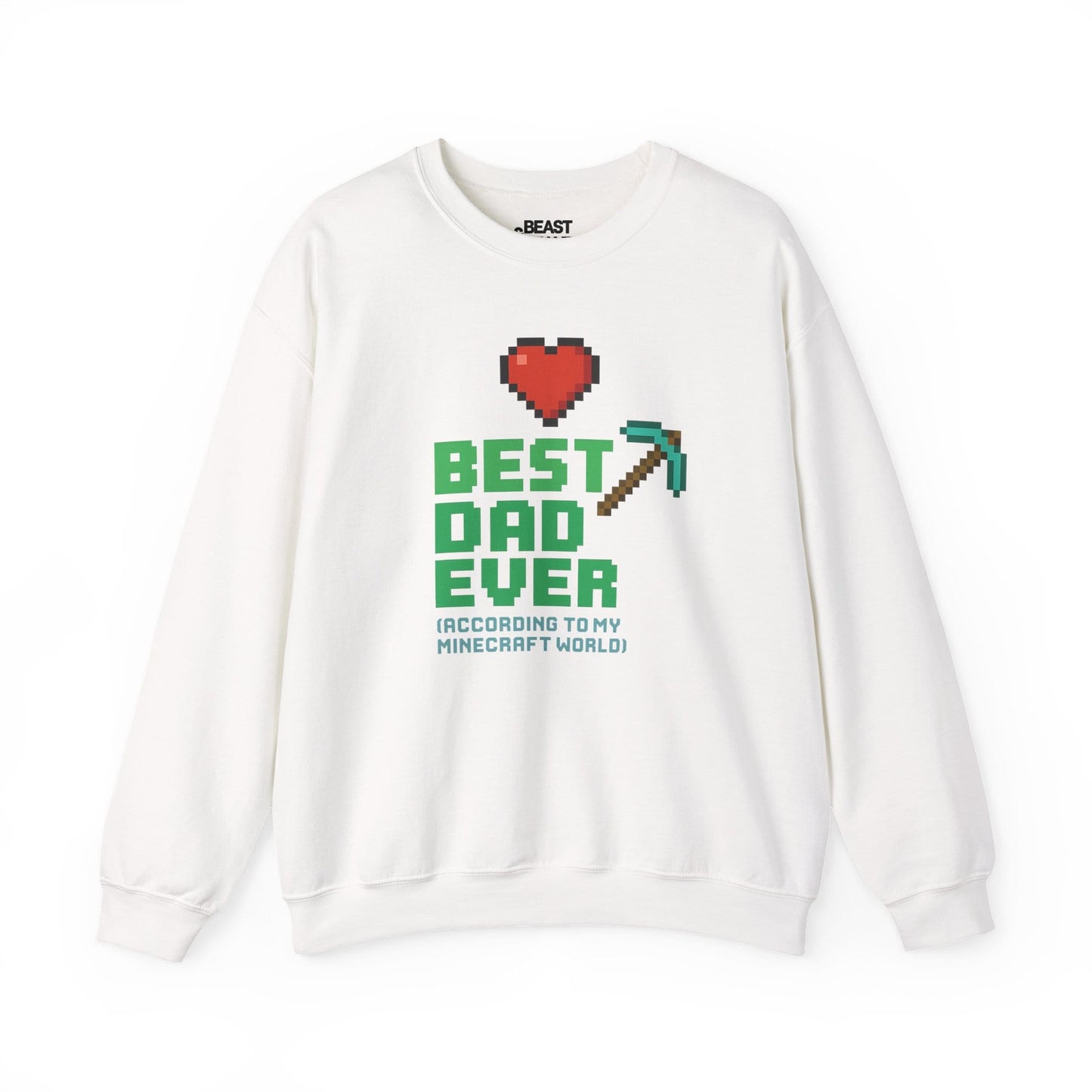 best dad ever according to my minecraft world sweatshirt white sweatshirt uk Father's Day gift idea