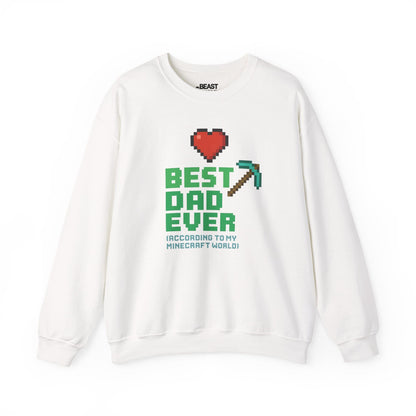 best dad ever according to my minecraft world sweatshirt white sweatshirt uk Father's Day gift idea