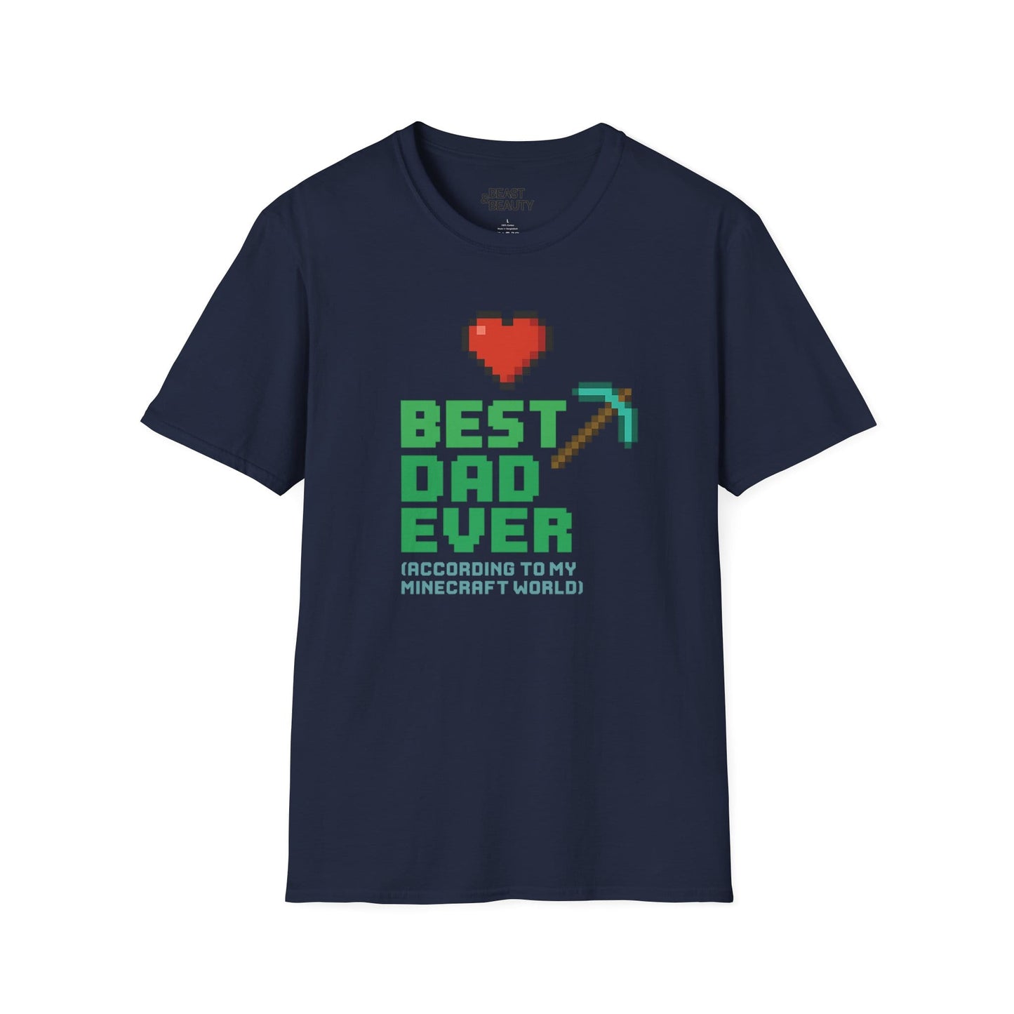 best dad ever according to my minecraft world t-shirt navy t-shirt uk Father's Day gift idea