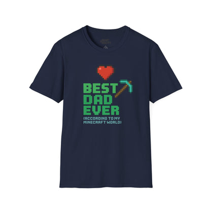 best dad ever according to my minecraft world t-shirt navy t-shirt uk Father's Day gift idea