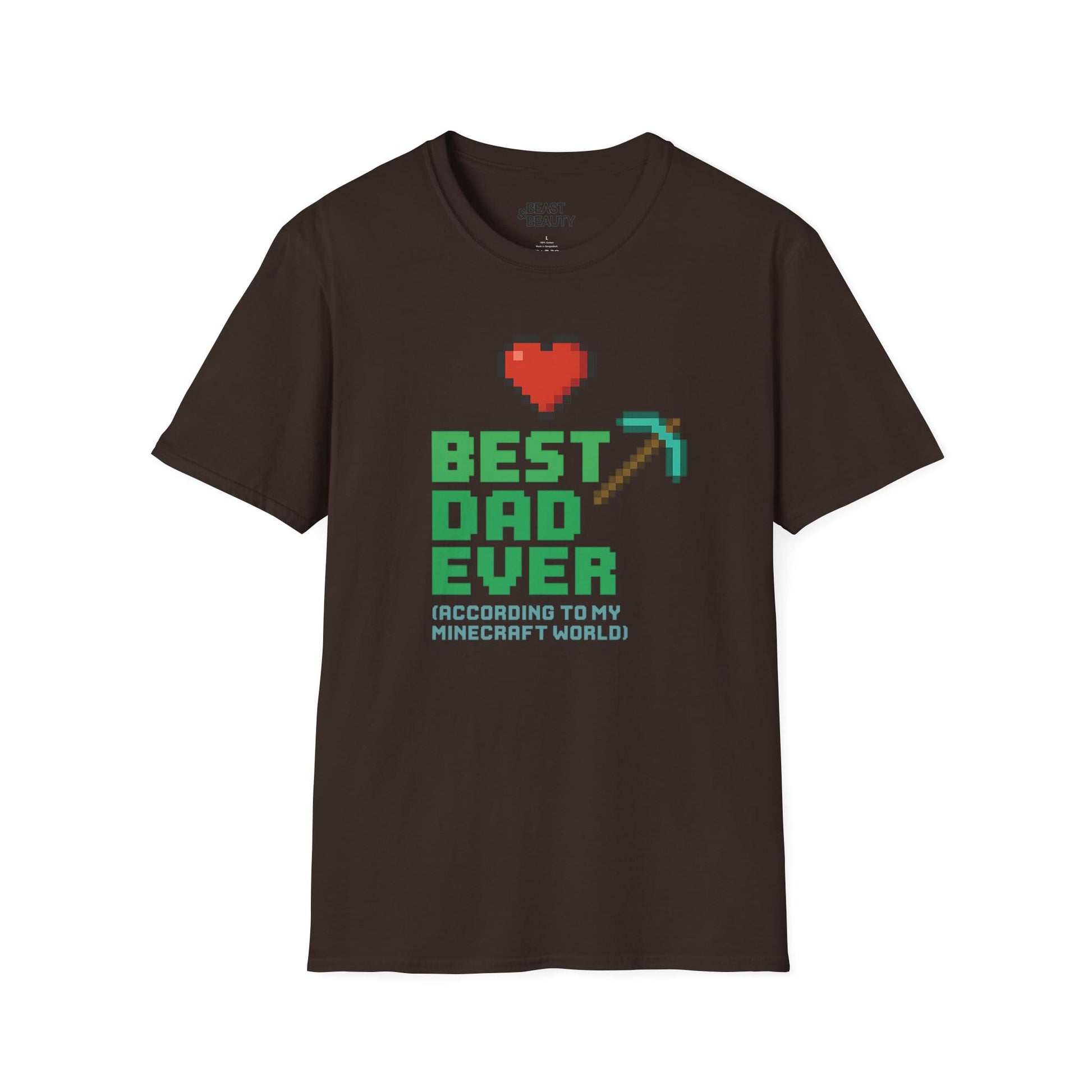 best dad ever according to my minecraft world t-shirt dark chocolate t-shirt uk Father's Day gift idea