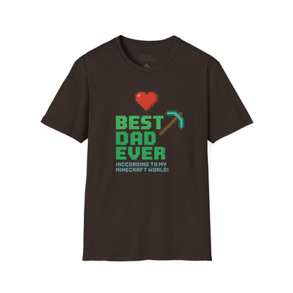 best dad ever according to my minecraft world t-shirt dark chocolate t-shirt uk Father's Day gift idea