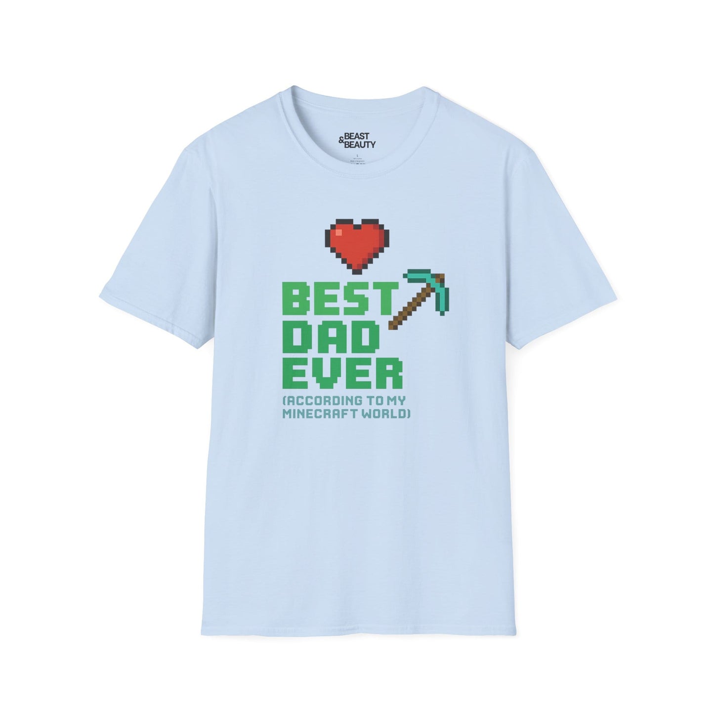 best dad ever according to my minecraft world t-shirt light blue t-shirt uk Father's Day gift idea