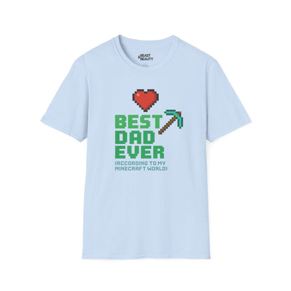 best dad ever according to my minecraft world t-shirt light blue t-shirt uk Father's Day gift idea