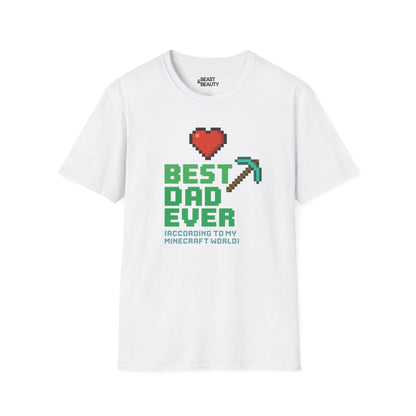 best dad ever according to my minecraft world t-shirt white t-shirt uk Father's Day gift idea