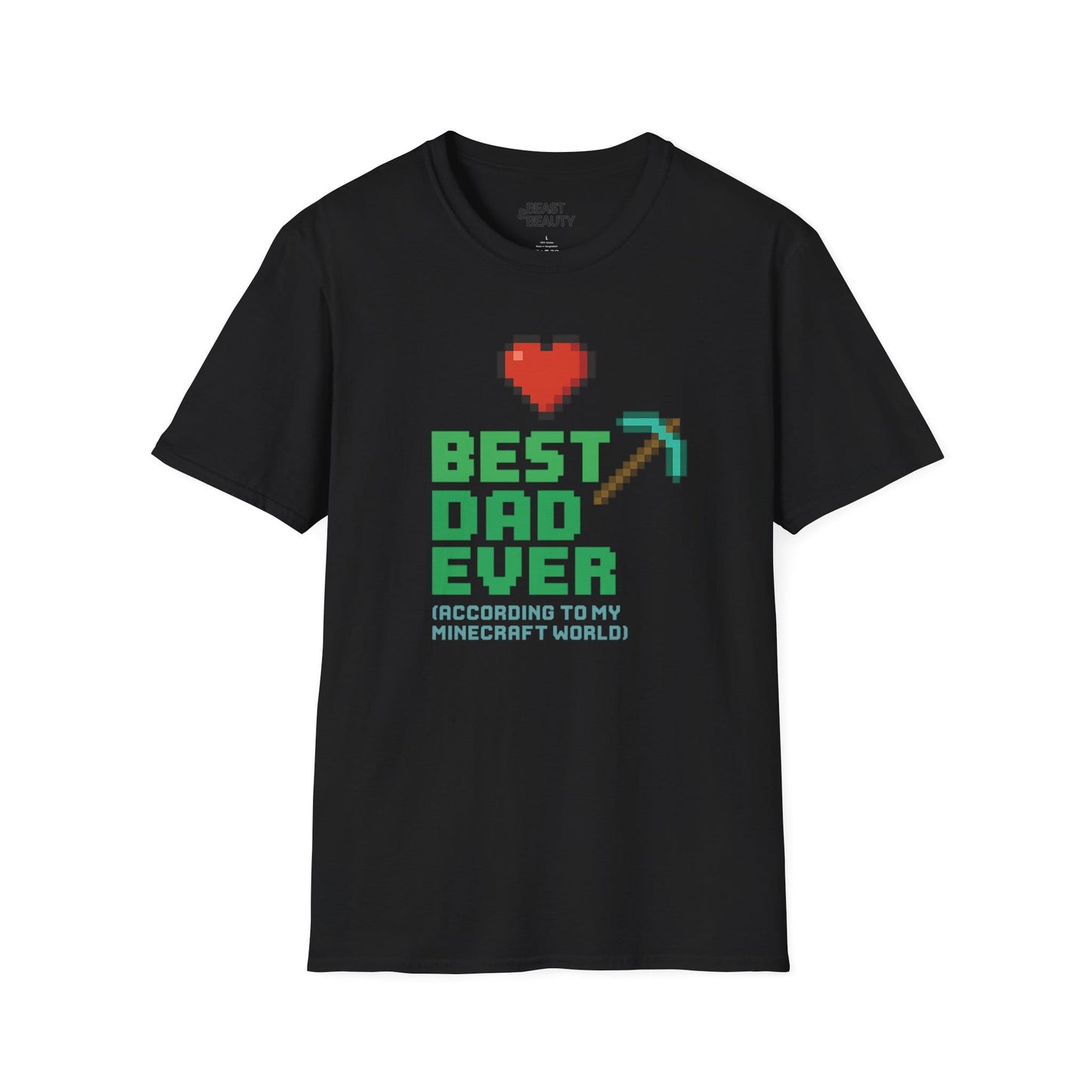 best dad ever according to my minecraft world t-shirt black t-shirt uk Father's Day gift idea