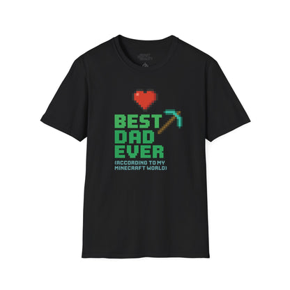 best dad ever according to my minecraft world t-shirt black t-shirt uk Father's Day gift idea
