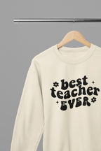Best Teacher Ever Bubble Sweatshirt small / Sand gift_idea unique_gift personalised_gift