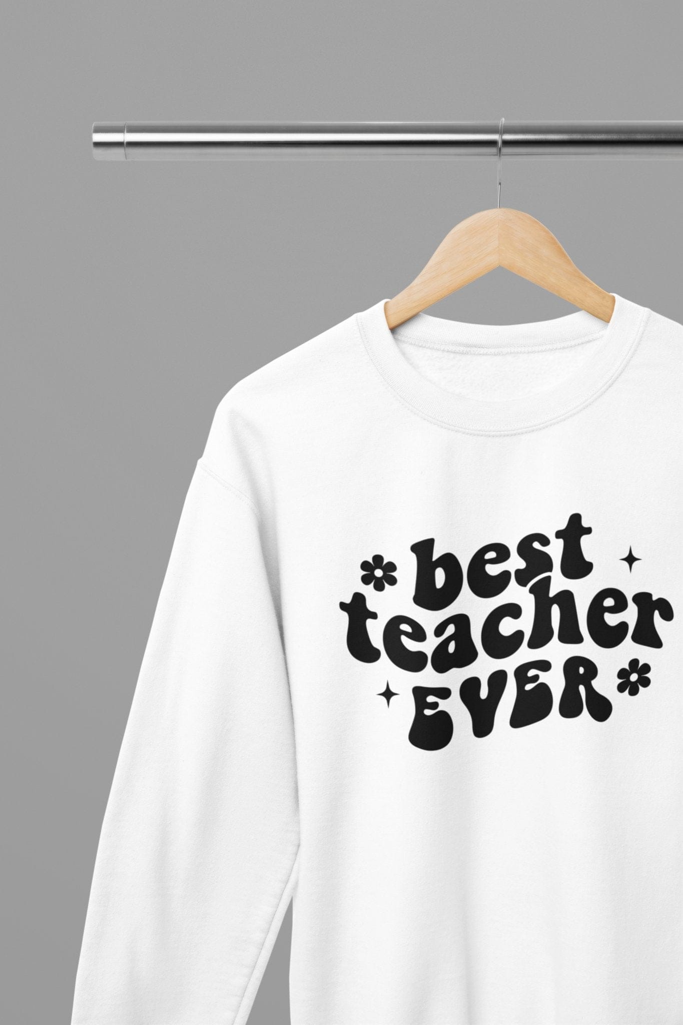 Best Teacher Ever Bubble Sweatshirt small / White gift_idea unique_gift personalised_gift