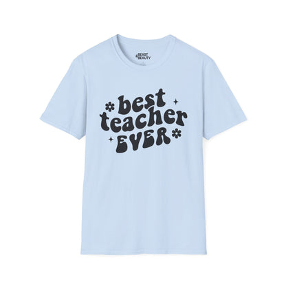 Best Teacher Ever Retro Style T-Shirt Light Blue / S gift_idea unique_gift personalised_gift