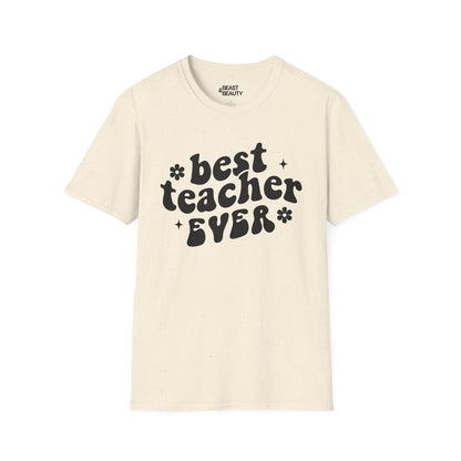 Best Teacher Ever Retro Style T-Shirt Natural / M gift_idea unique_gift personalised_gift