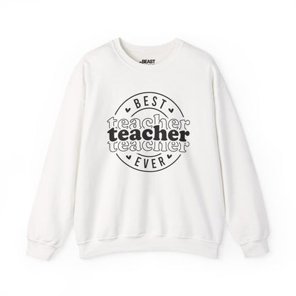 Best Teacher Ever Sweatshirt – Cute Pink Teacher Crewneck White / S gift_idea unique_gift personalised_gift