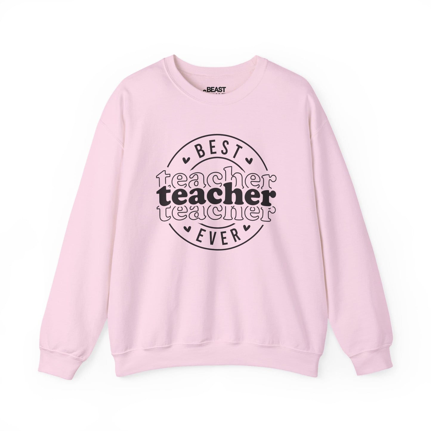 Best Teacher Ever Sweatshirt – Cute Pink Teacher Crewneck Light Pink / S gift_idea unique_gift personalised_gift