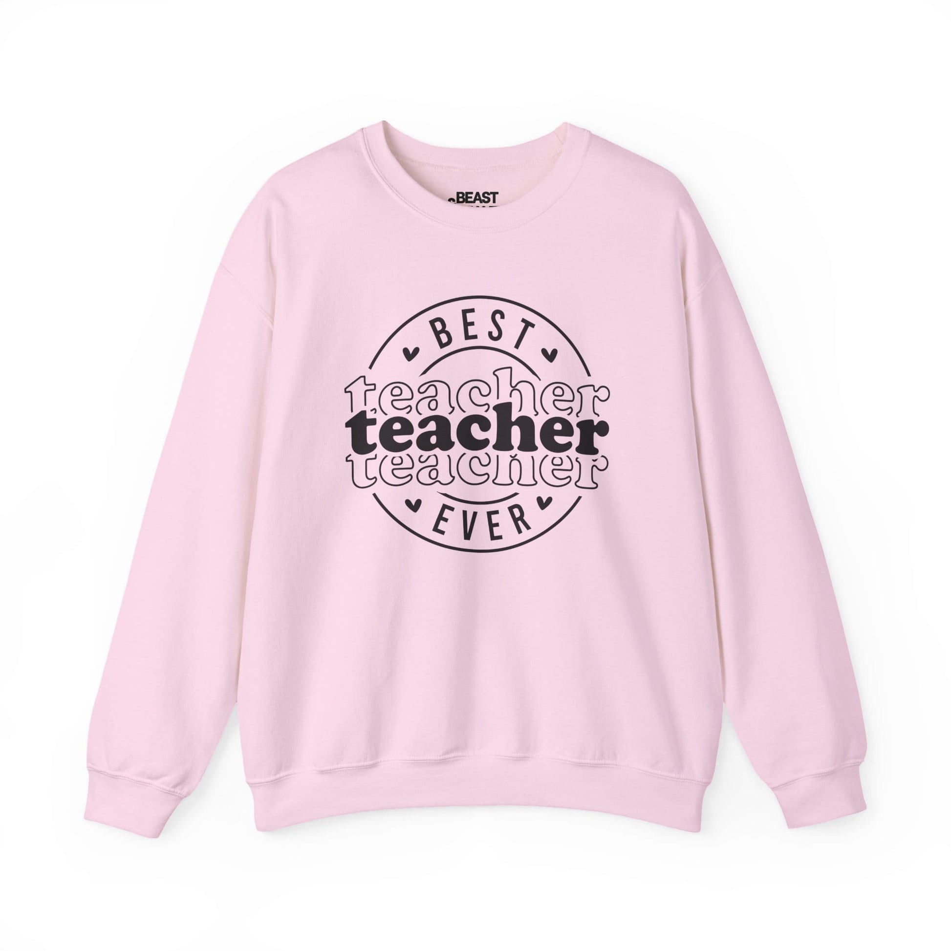 Best Teacher Ever Sweatshirt – Cute Pink Teacher Crewneck Light Pink / S gift_idea unique_gift personalised_gift