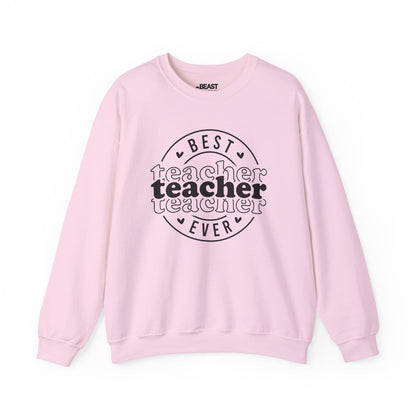 Best Teacher Ever Sweatshirt – Cute Pink Teacher Crewneck Light Pink / S gift_idea unique_gift personalised_gift