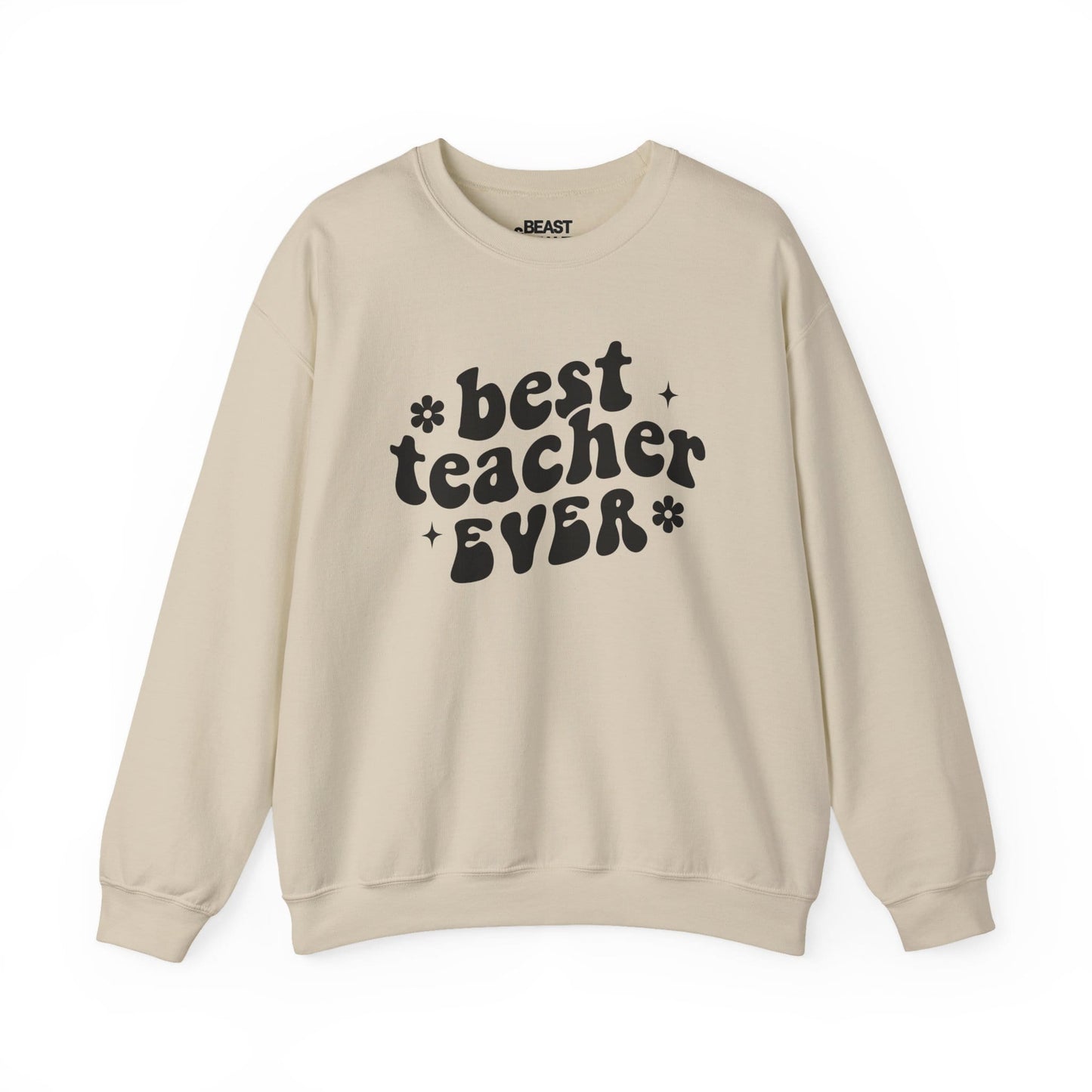 Best Teacher Ever Sweatshirt – Retro Teacher Crewneck Sand / S gift_idea unique_gift personalised_gift