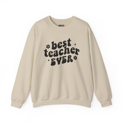 Best Teacher Ever Sweatshirt – Retro Teacher Crewneck Sand / S gift_idea unique_gift personalised_gift