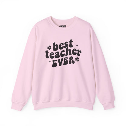 Best Teacher Ever Sweatshirt – Retro Teacher Crewneck Light Pink / S gift_idea unique_gift personalised_gift