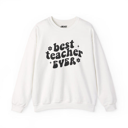 Best Teacher Ever Sweatshirt – Retro Teacher Crewneck White / S gift_idea unique_gift personalised_gift