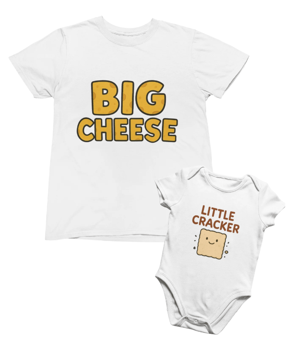 Big Cheese & Little Cracker Matching T-Shirt Gift Set gift_idea unique_gift personalised_gift