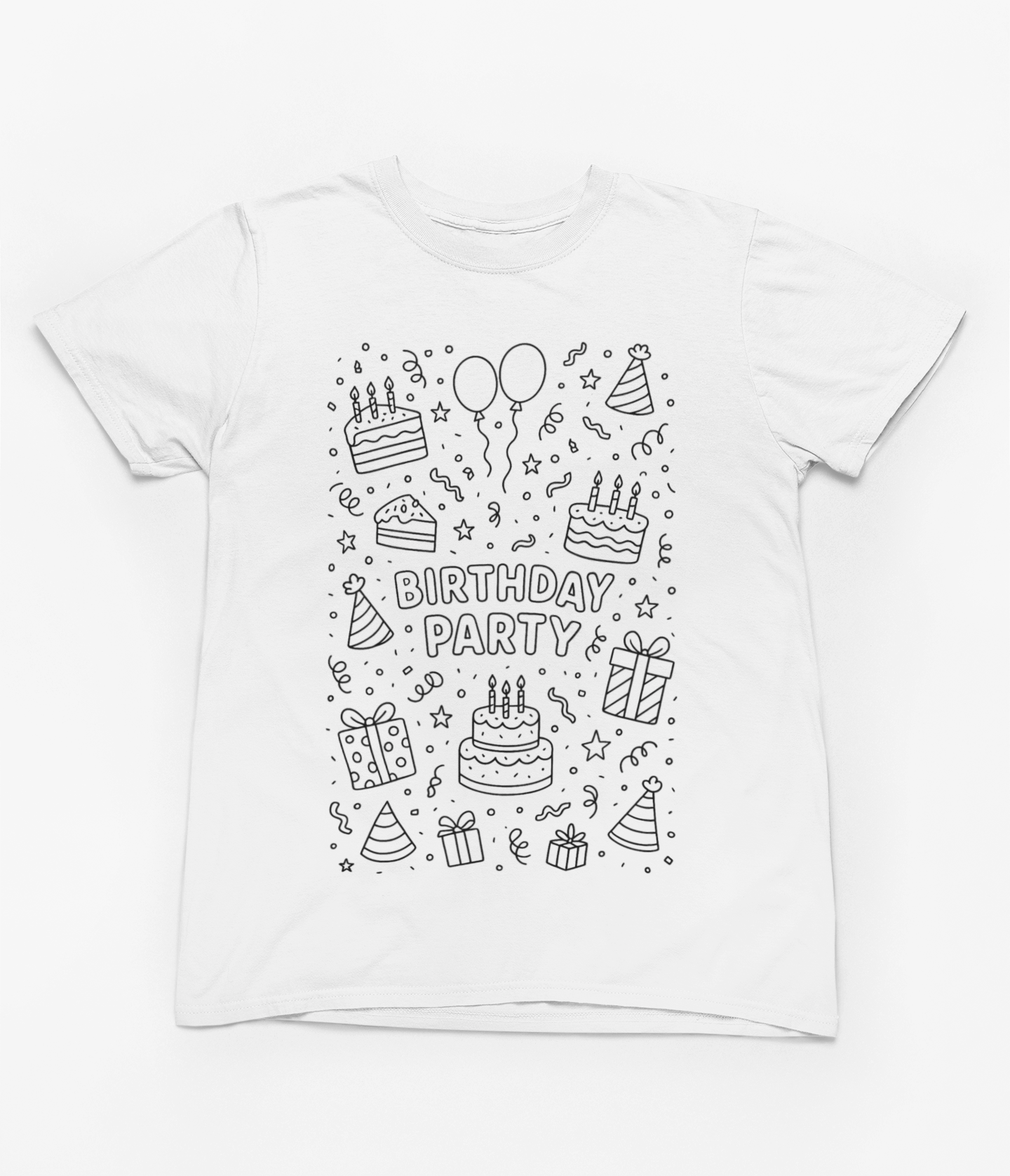 Birthday Party Colour-In Kids T-Shirt – Fun DIY Gift with Fabric Markers gift_idea unique_gift personalised_gift