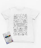 Birthday Party Colour-In Kids T-Shirt – Fun DIY Gift with Fabric Markers 3-4 years gift_idea unique_gift personalised_gift