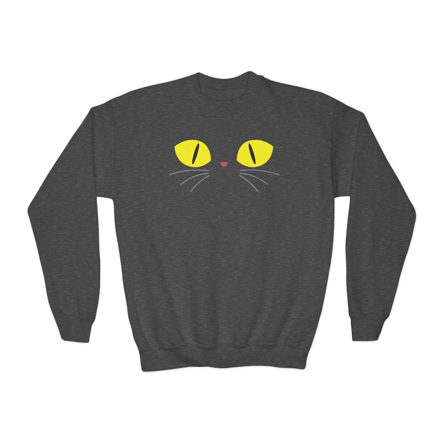Black Cat Eyes Kids Halloween Sweatshirt Dark Heather / XS gift_idea unique_gift personalised_gift