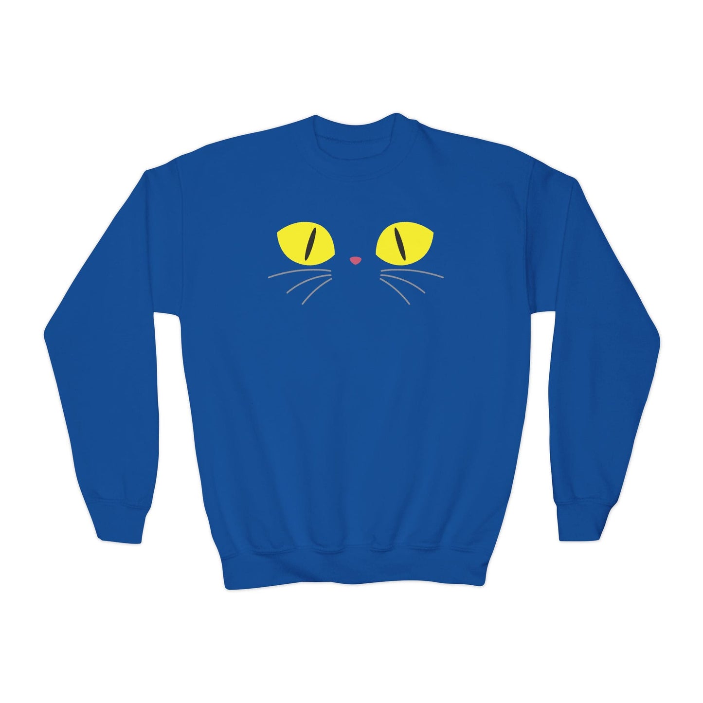 Black Cat Eyes Kids Halloween Sweatshirt Royal / XS gift_idea unique_gift personalised_gift
