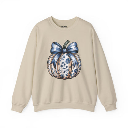 blue bow pumpkin sweatshirt sand sweatshirt uk coquette gift idea