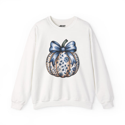 blue bow pumpkin sweatshirt white sweatshirt uk coquette gift idea