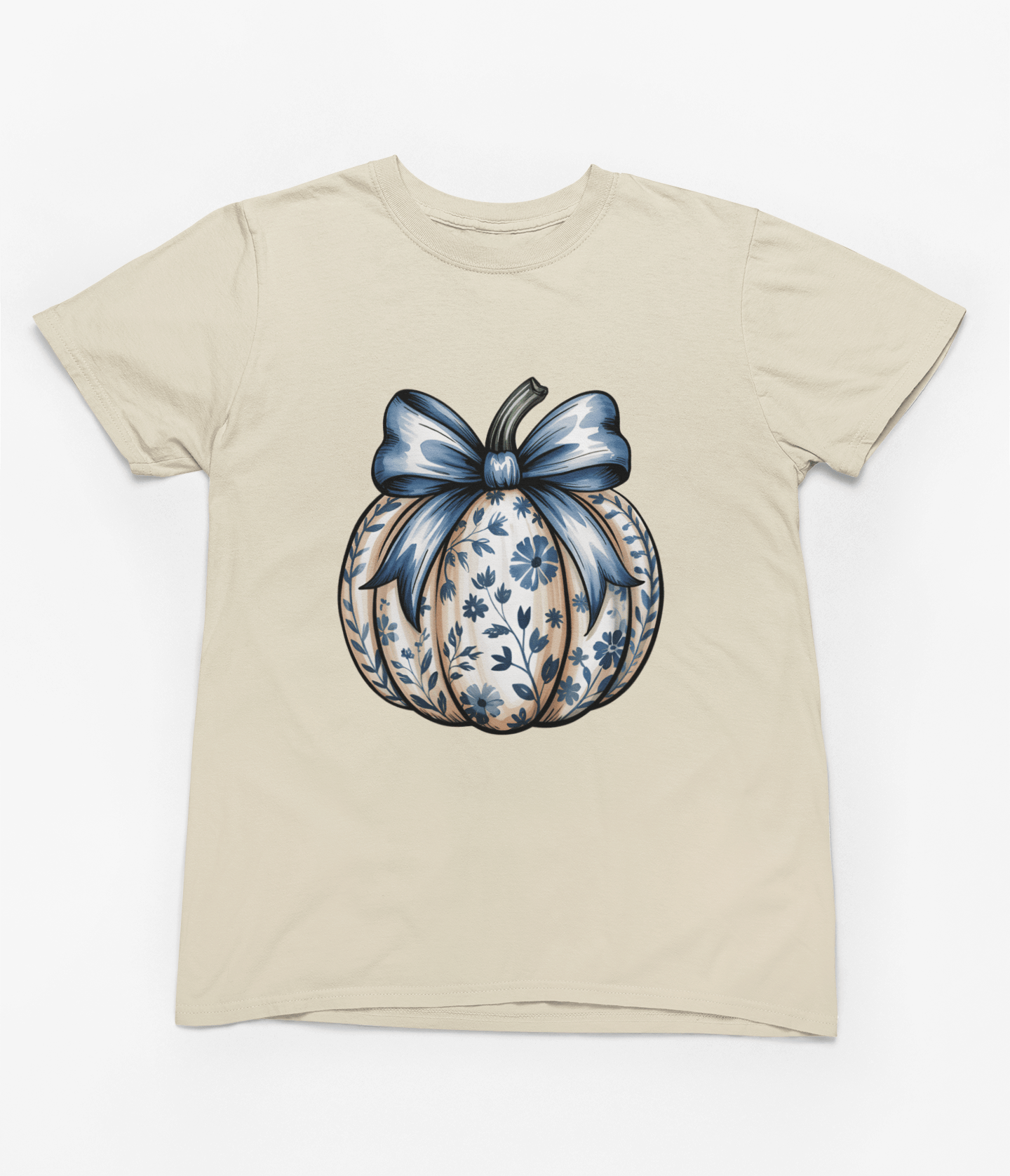 Blue Floral Pumpkin Sweatshirt | Elegant Autumn Coquette Jumper T-Shirt / S (Adult) gift_idea unique_gift personalised_gift