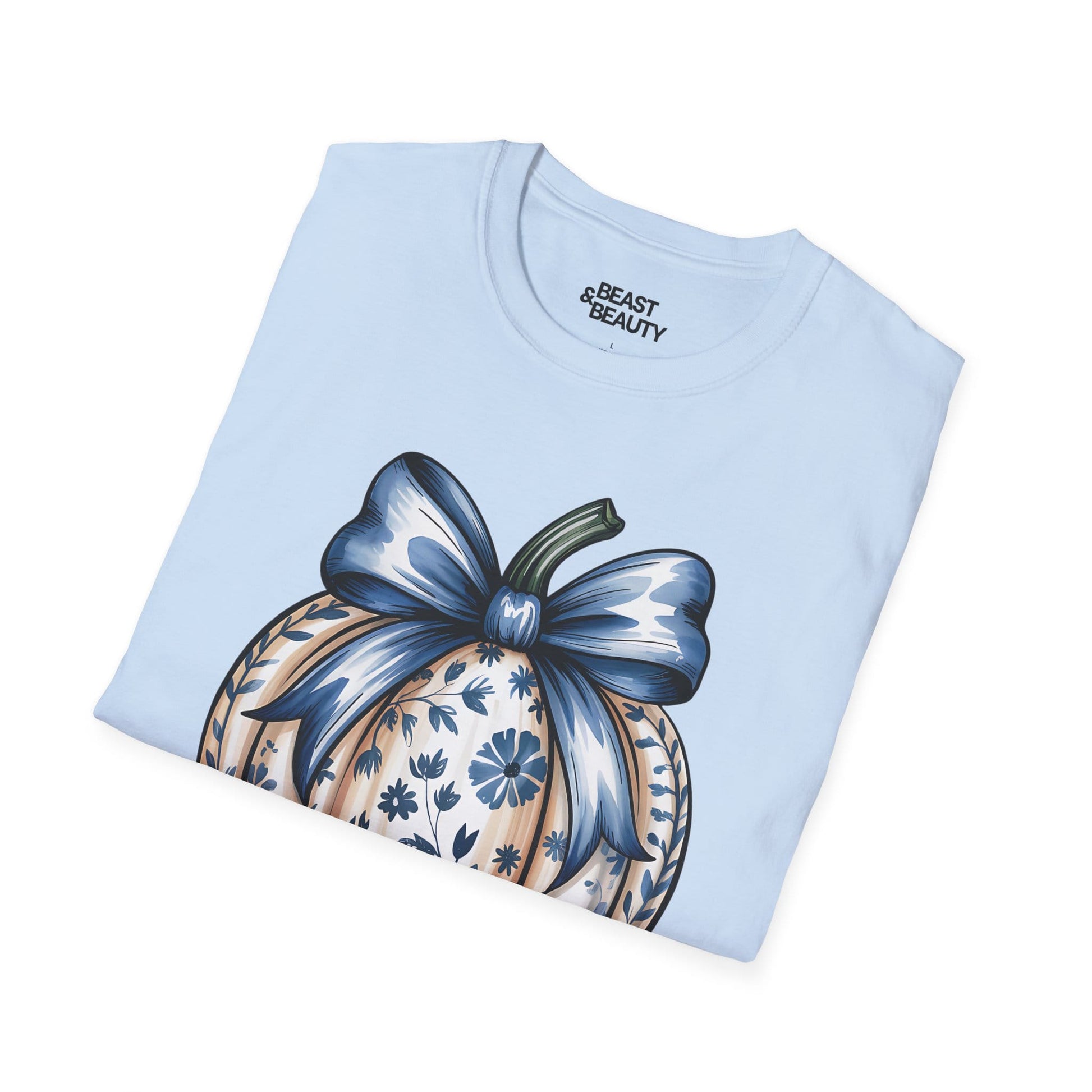 blue pumpkin bow graphic t-shirt t-shirt uk Halloween gift idea image 5