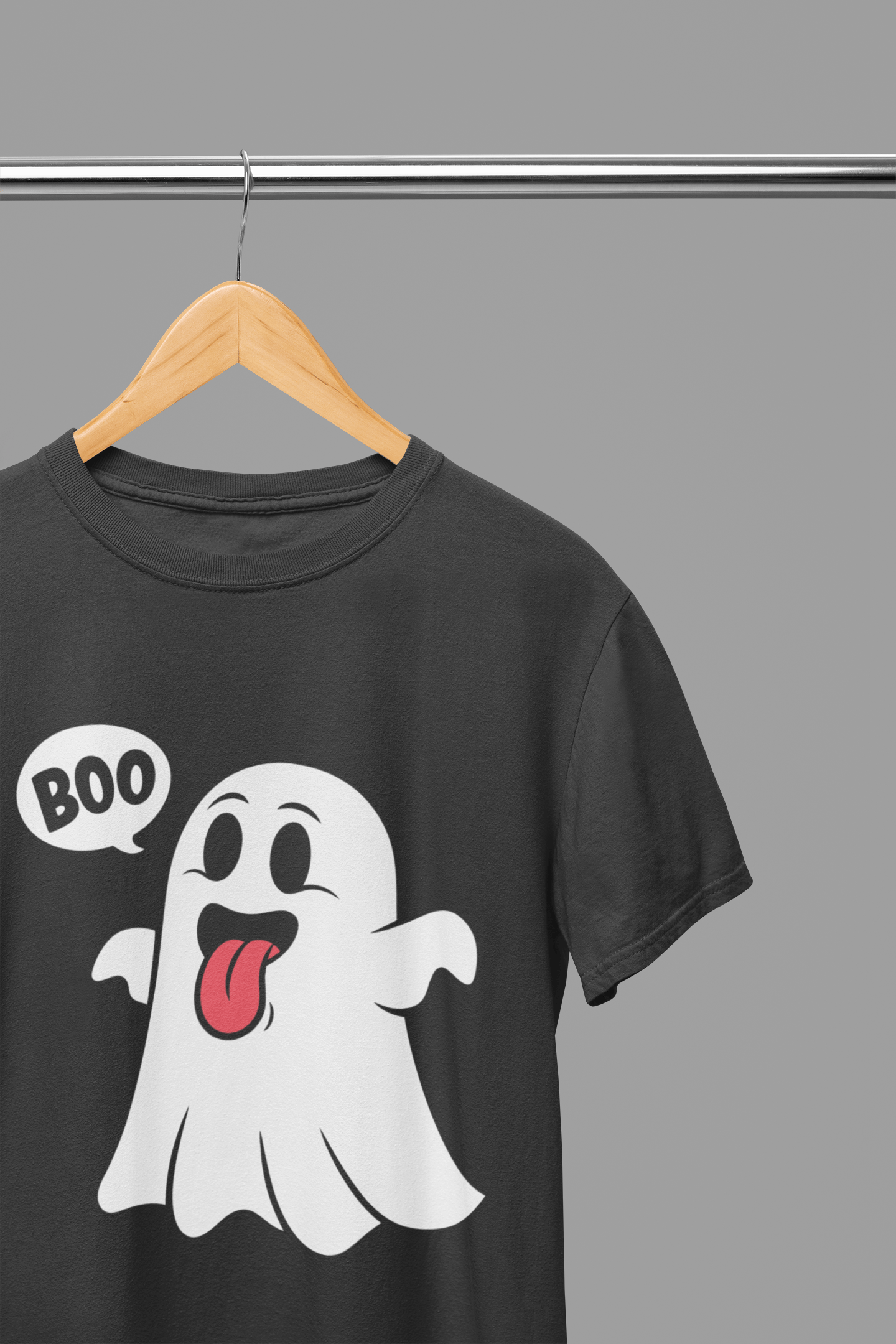 Boo Cartoon Top | Cute Ghost Halloween Sweatshirt & T-Shirt T-Shirt / Grey / Small gift_idea unique_gift personalised_gift