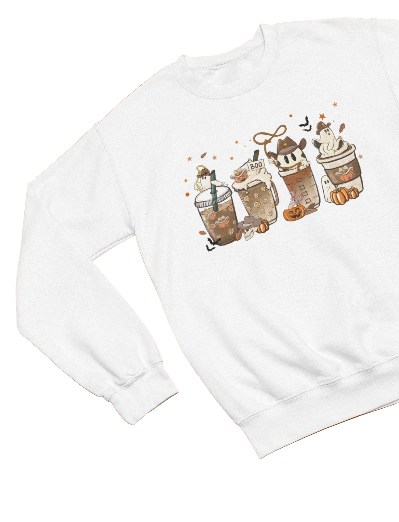 Boo Halloween Coffee Cups Funny T-Shirt/Sweatshirt Unisex - Beast & Beauty Clothing LTD - Halloween - Sand - Small - T-Shirt