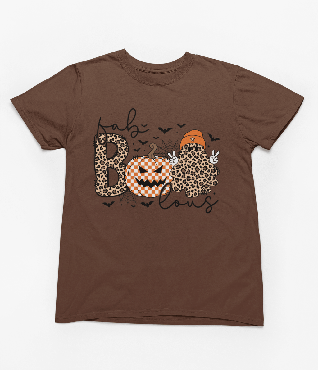 Boojee Ghost Retro Fab-BOO-lous Halloween Sweatshirt & T-Shirt T-Shirt / Brown / Small gift_idea unique_gift personalised_gift