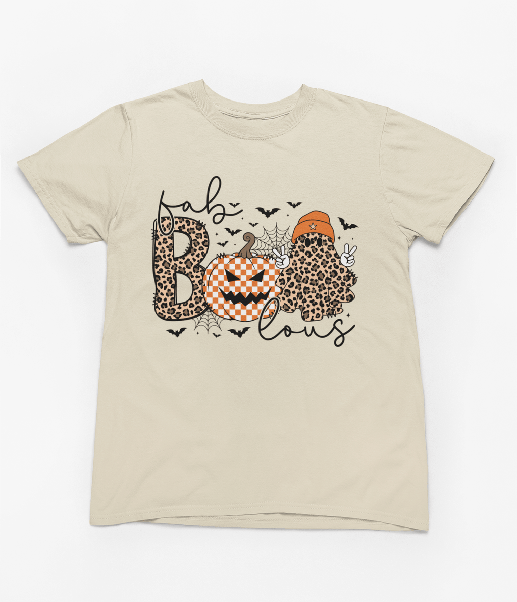 Boojee Ghost Retro Fab-BOO-lous Halloween Sweatshirt & T-Shirt T-Shirt / Beige / Small gift_idea unique_gift personalised_gift